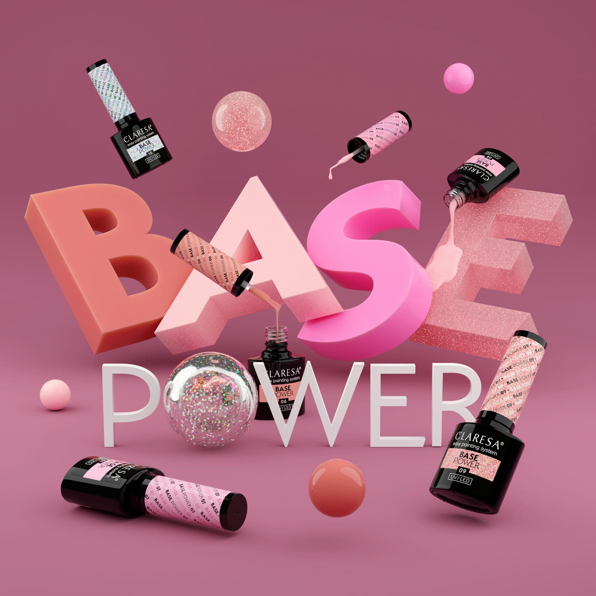 Cukierkowo-różowa baza hybrydowa Claresa Base Power 07 - obrazek 7