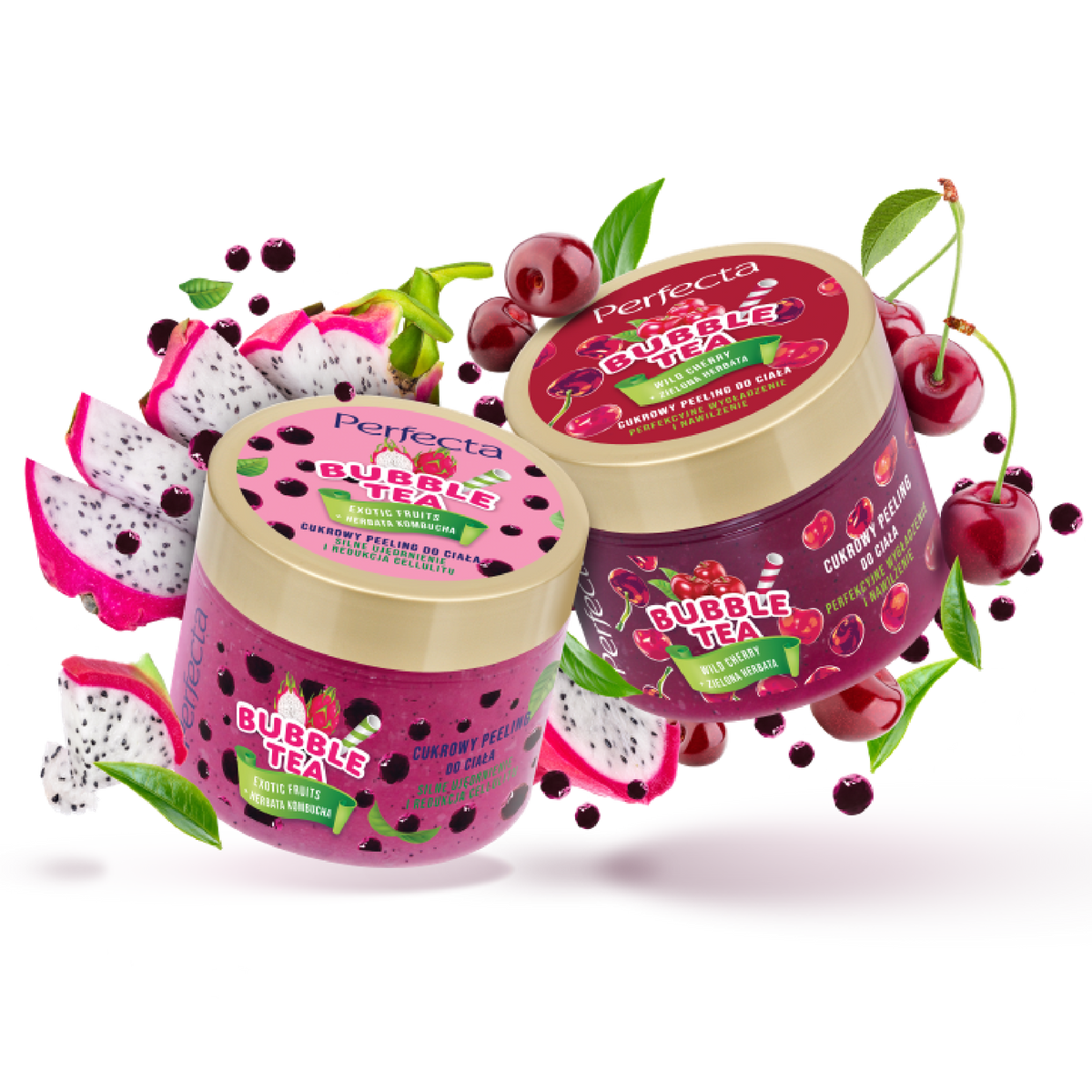 Cukrowy peeling do ciała Perfecta Bubble Tea Exotic Fruits + Herbata Kombucha - obrazek 5