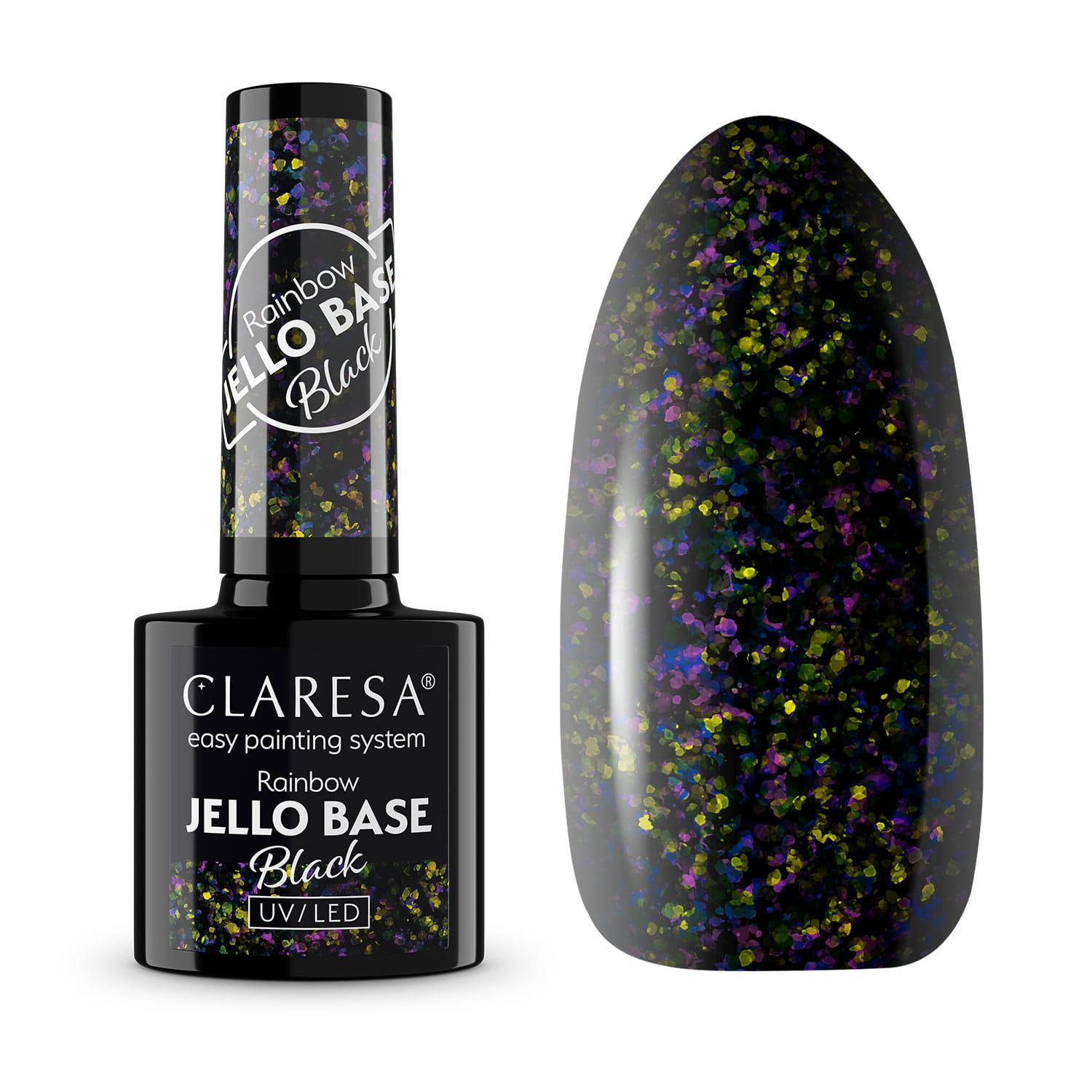 Czarna baza Claresa Rainbow Jello Black efekt folii i szklisty połysk