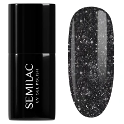 Czarny lakier Semilac Sparkling Midnight Date gwiezdny efekt flash