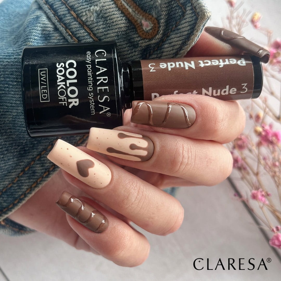 mlecznoczekoladowy lakier hybrydowy klasyczny manicure