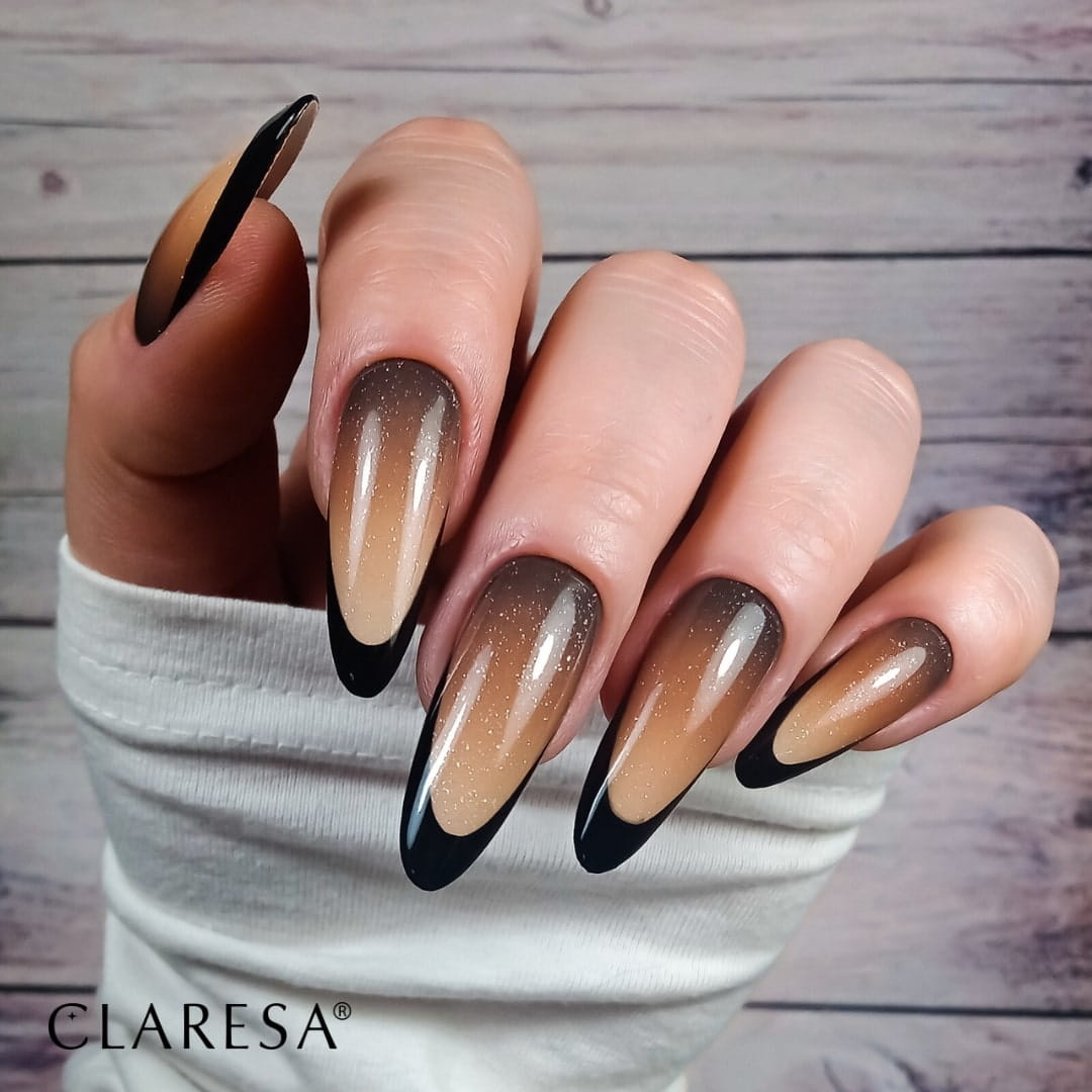 brązowy lakier hybrydowy elegancki manicure