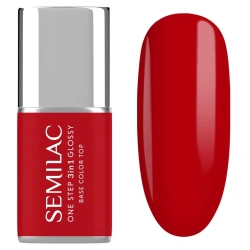 Czerwony lakier hybrydowy do paznokci Semilac Scarlet klasyczny manicure