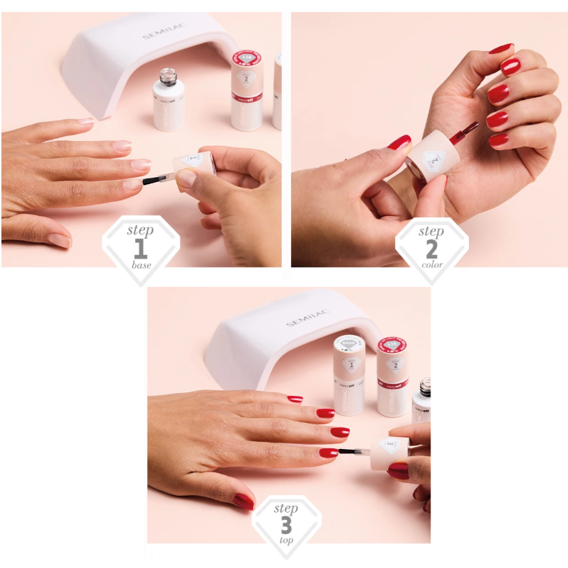 głęboki czerwony lakier hybrydowy elegancki manicure
