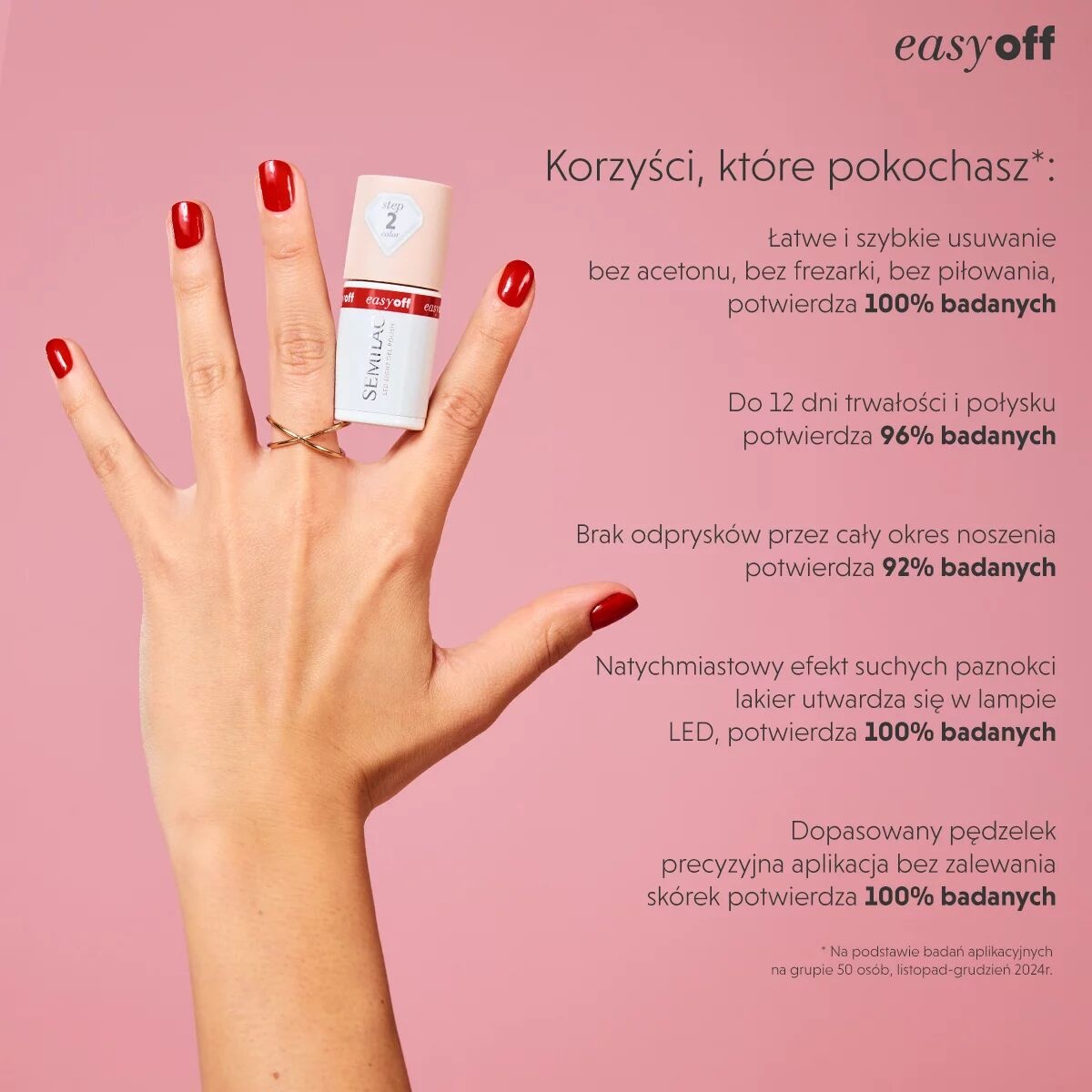 nasycony czerwony lakier hybrydowy na co dzień