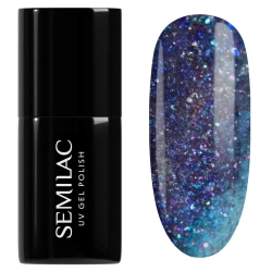 magnetyczny lakier hybrydowy Semilac Virtual Blue efekt cat eye