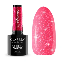 Fuksjowy lakier hybrydowy Claresa Starlight 17 efekt flash na lato