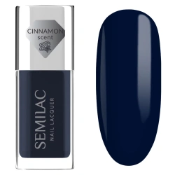 Granatowy lakier do paznokci Semilac Blue Ink jesienny manicure
