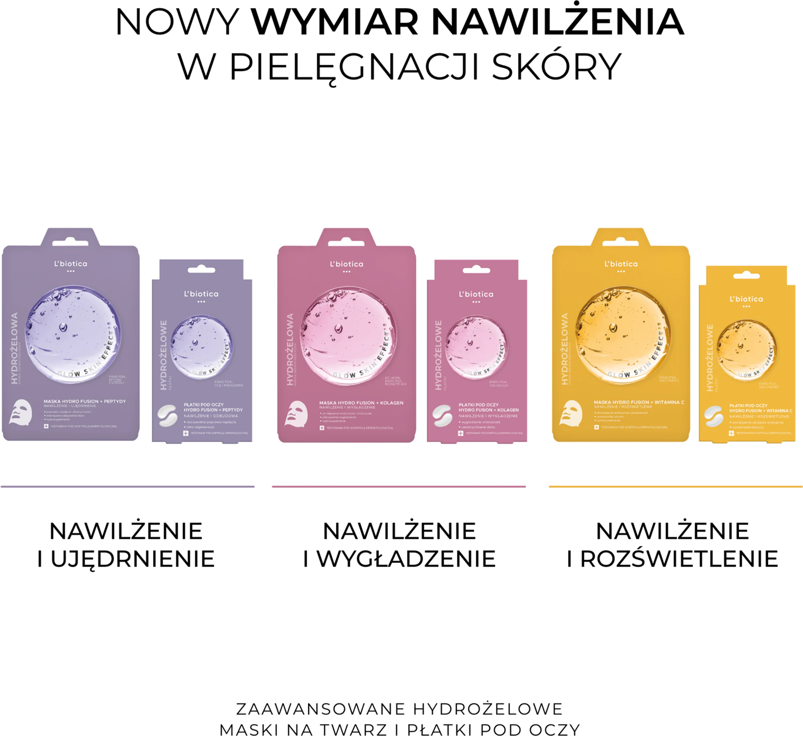 Hydrożelowa maska do twarzy z kolagenem do cery suchej i na zmarszczki L'Biotica PGA Hydro Fusion - obrazek 8