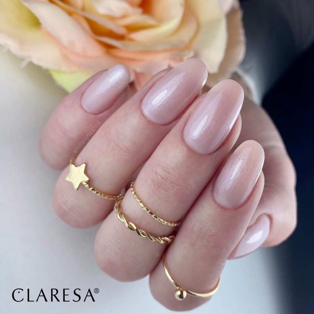 perłowy różowy lakier hybrydowy glazed donut nails