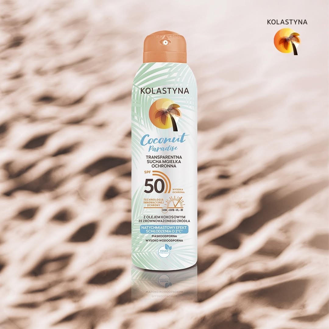 sucha mgiełka SPF 50 do ciała na plażę