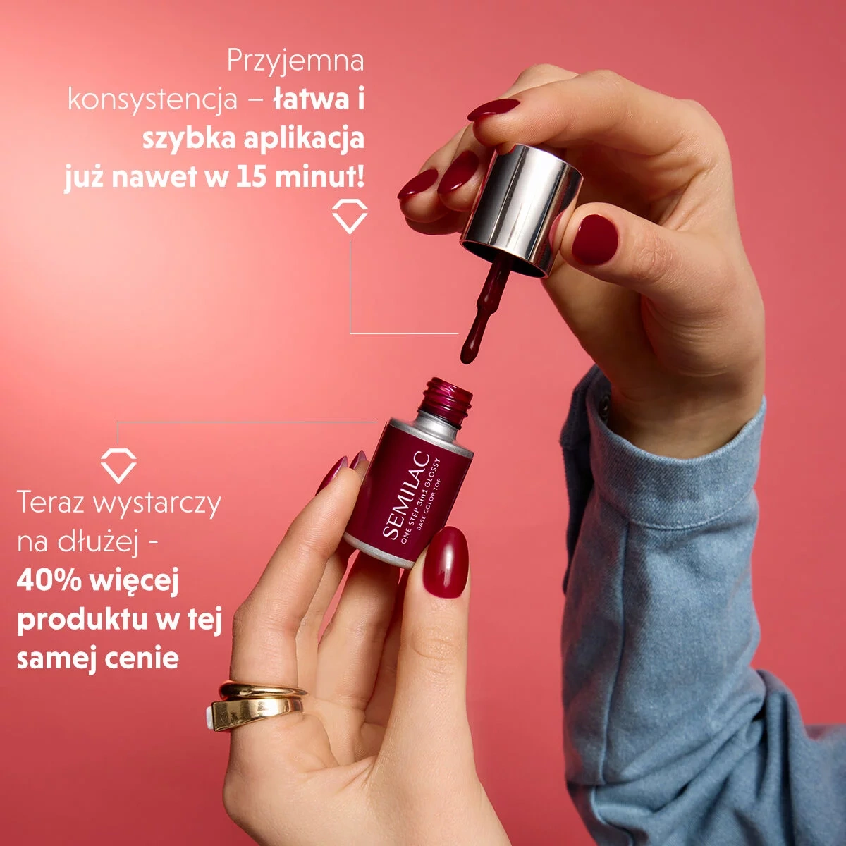 Semilac One Step Glossy S690 Coral Pink lakier hybrydowy