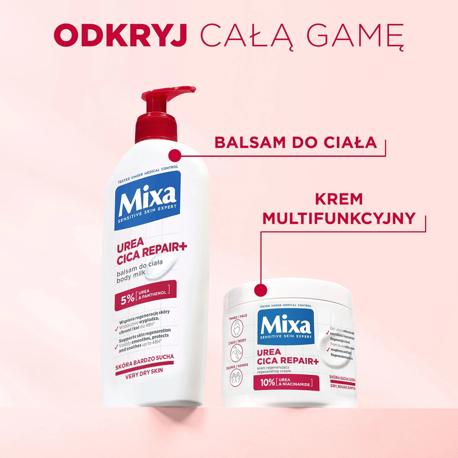 Krem regenerujący z mocznikiem do ciała, twarzy i dłoni Mixa Urea Cica Repair+ - obrazek 10