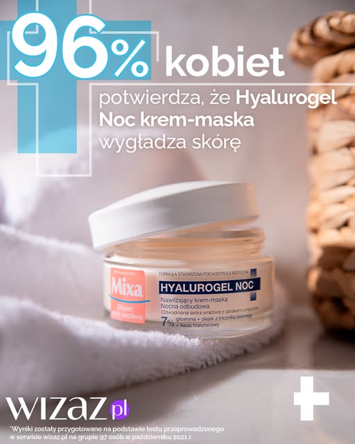 Mixa Hyalurogel krem maska na noc do suchej skóry