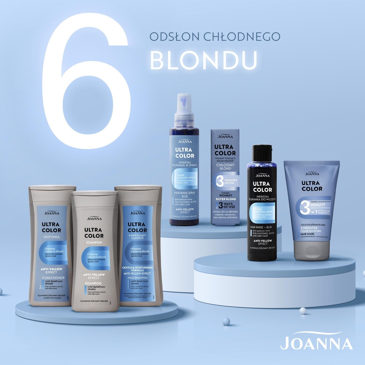 Joanna Ultra Color niebieska płukanka do włosów blond