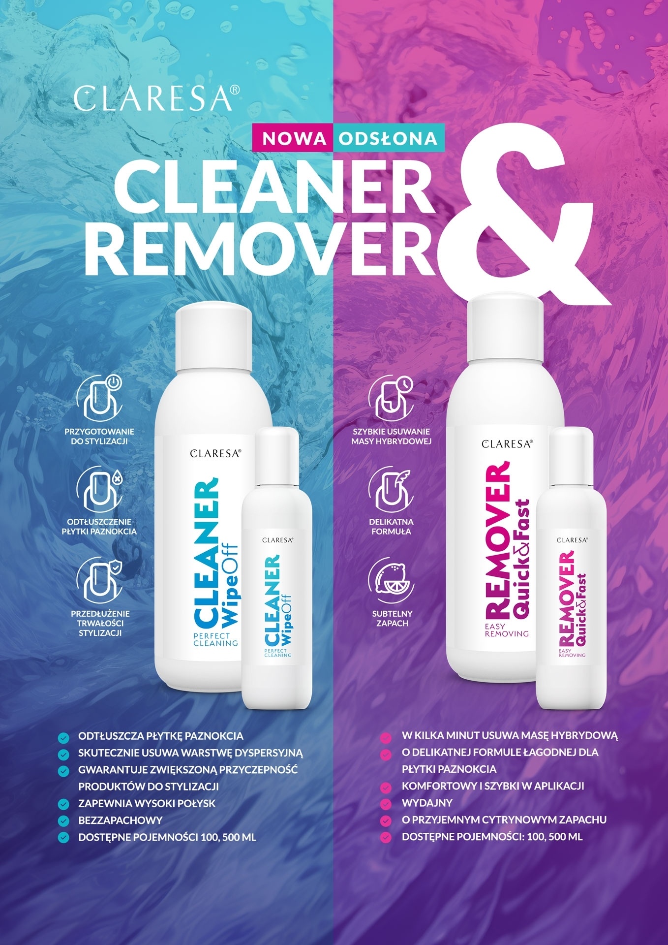 Odtłuszczacz do paznokci Claresa Cleaner Wipe Off - obrazek 2