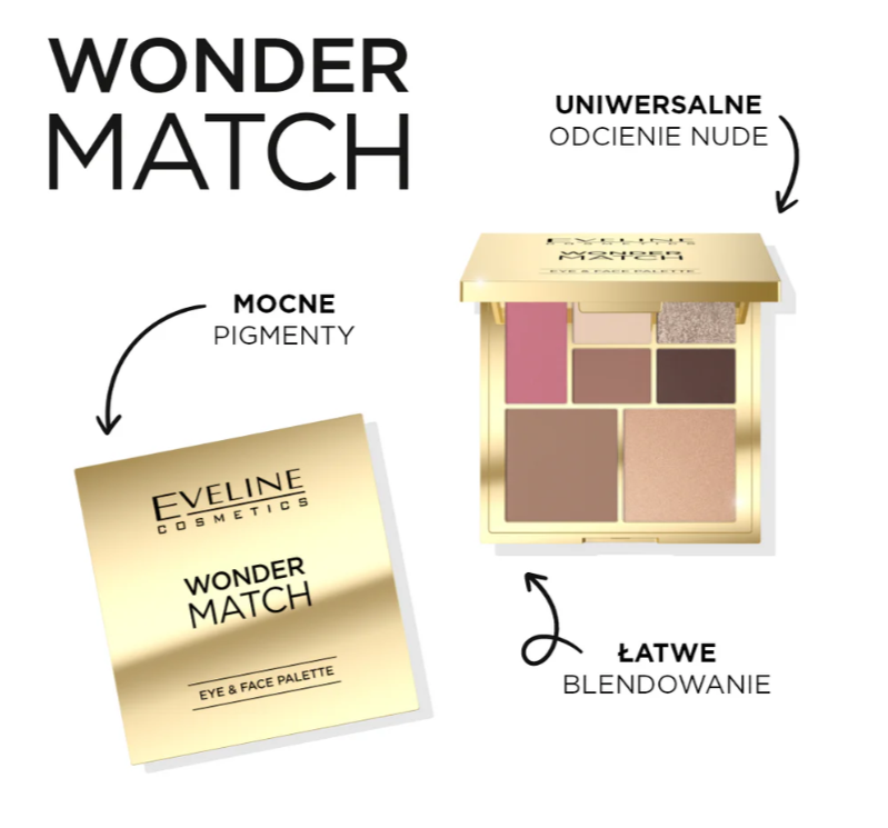 paleta Eveline Wonder Match do szybkiego makijażu w domu i podróży