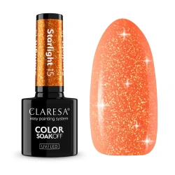 Pomarańczowy lakier hybrydowy Claresa Starlight 15 złote refleksy