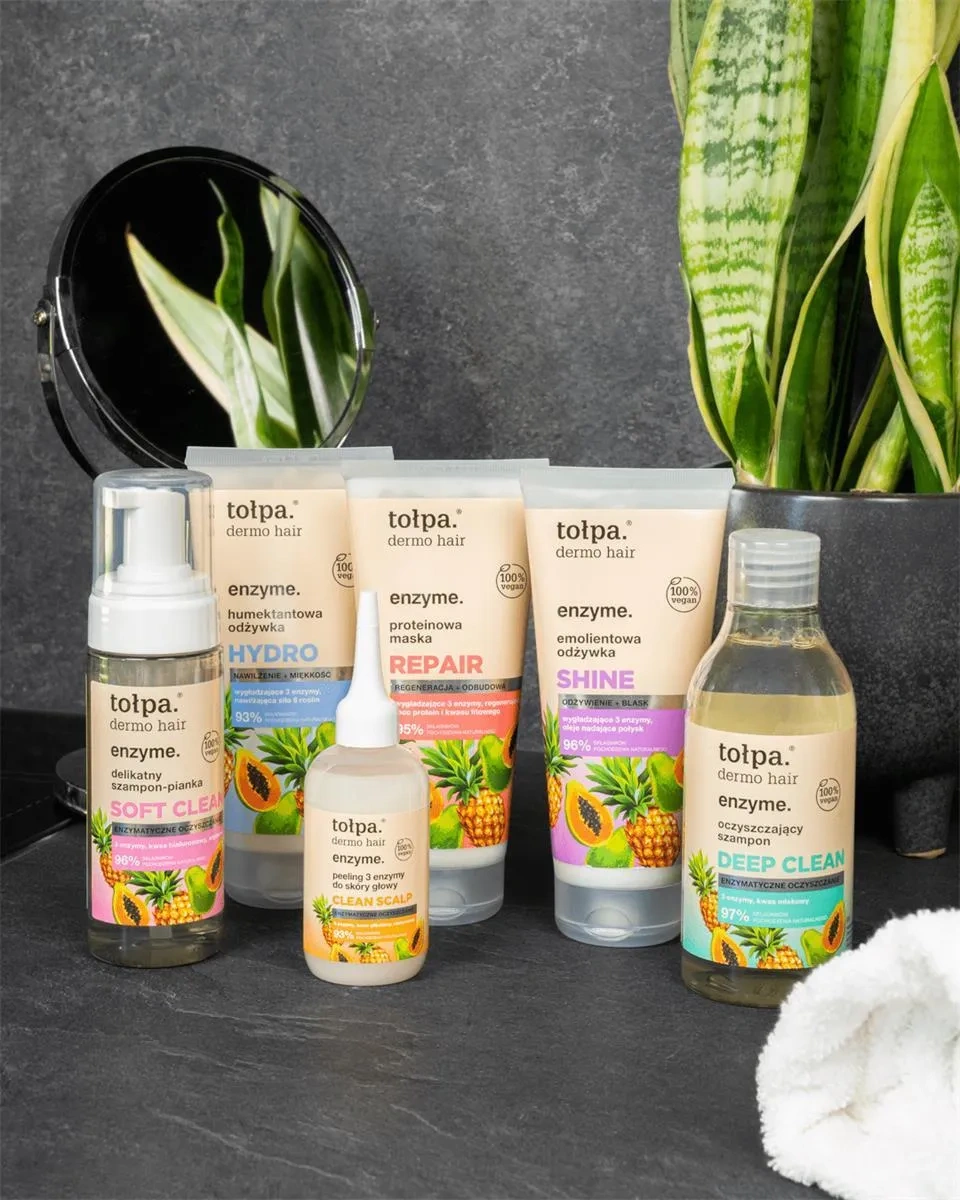 Proteinowa maska z enzymami do włosów osłabionych i puszących się Tołpa Dermo Hair Enzyme Repair - obrazek 4