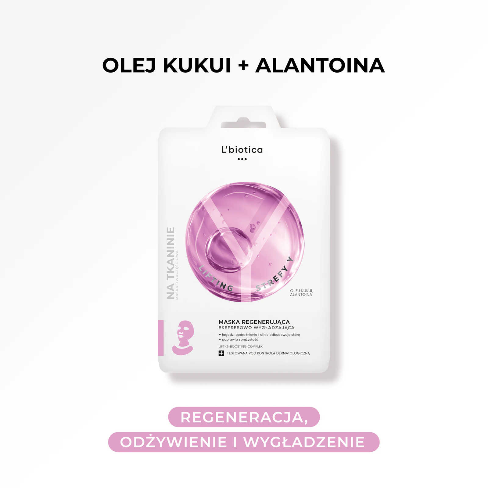 Regenerująca maska do twarzy ekspresowo wygładzająca zmarszczki L'Biotica Lifting Strefy Y - obrazek 5