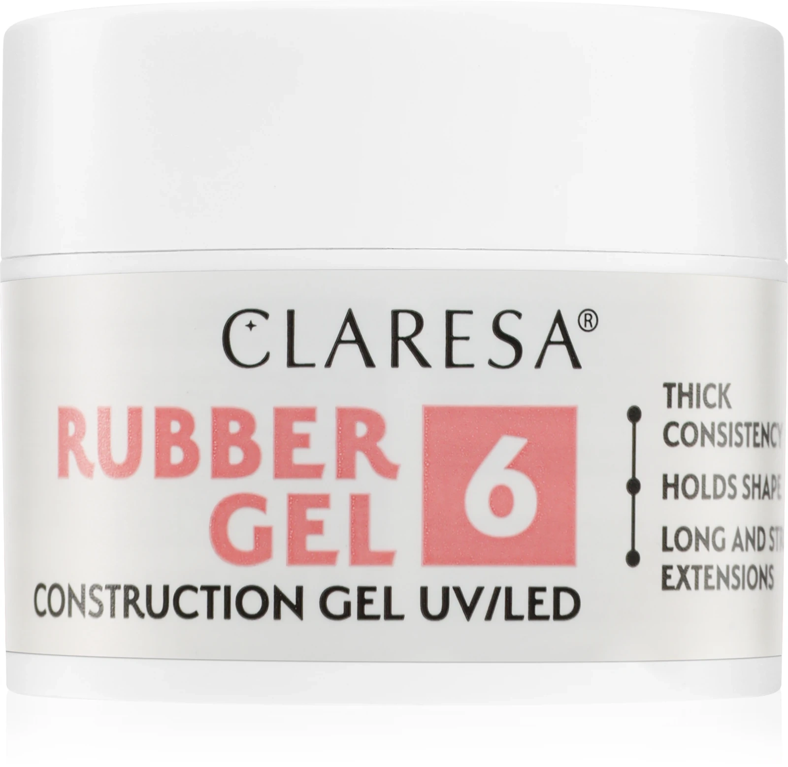 Różowo-beżowy żel budujący Claresa Rubber Gel 6 na tips i szablon