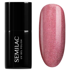 Różowo-bordowy lakier Semilac Rose Gloss srebrna magnetyczna poświata
