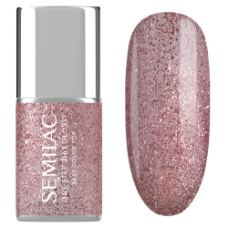 Różowy lakier hybrydowy do paznokci Semilac Glitter Pink błyszczący manicure