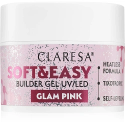 Różowy żel budujący Claresa Glam Pink ze srebrną drobinką
