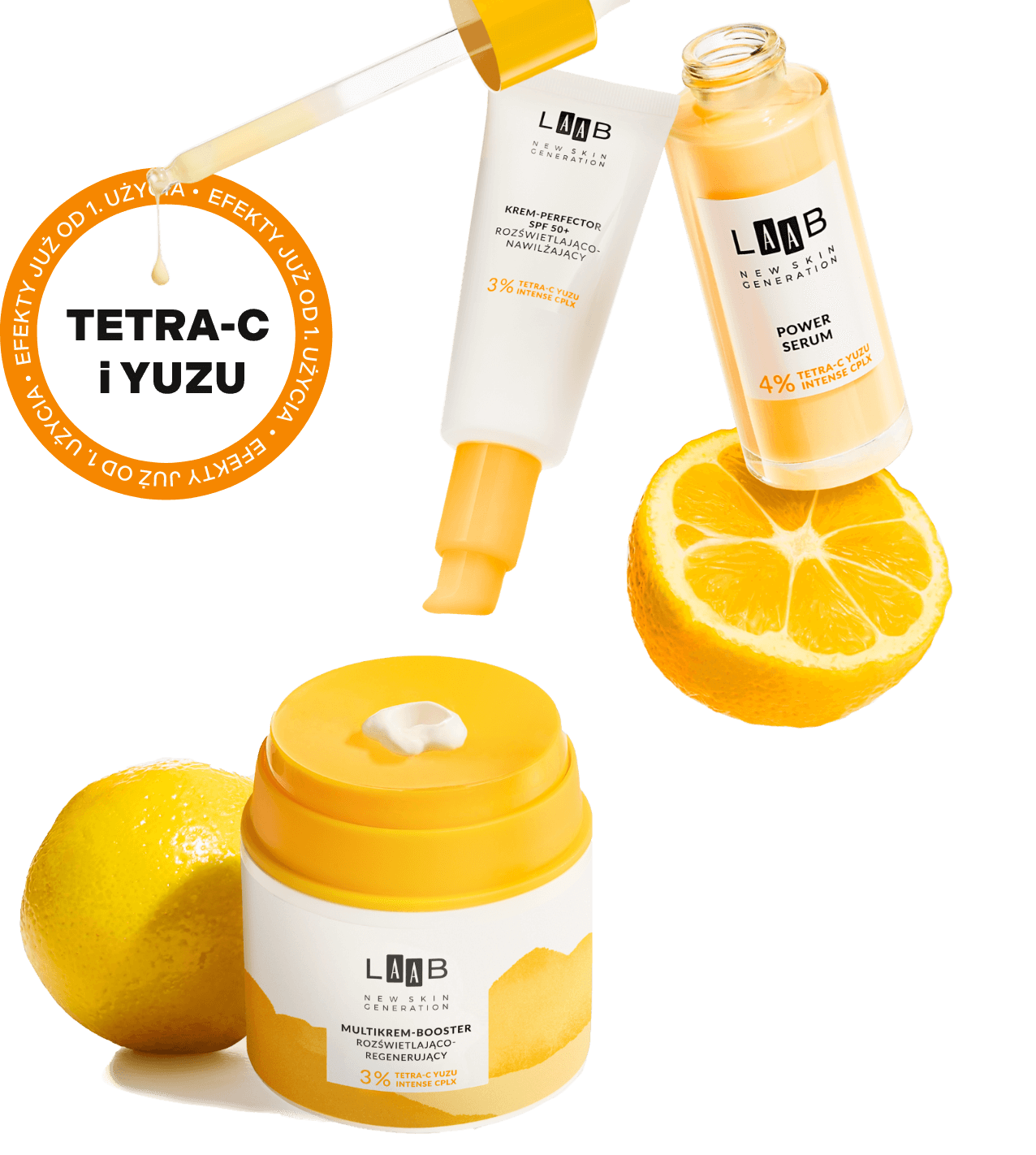 Rozświetlający krem-perfektor SPF50+ na przebarwienia AA LAAB Tetra-C Yuzu - obrazek 3