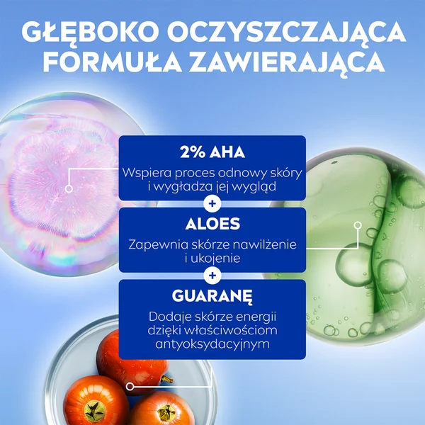 Rozświetlający żel do mycia twarzy z 2% AHA, aloesem i guaraną NIVEA Luminous630 Skin Glow - obrazek 7