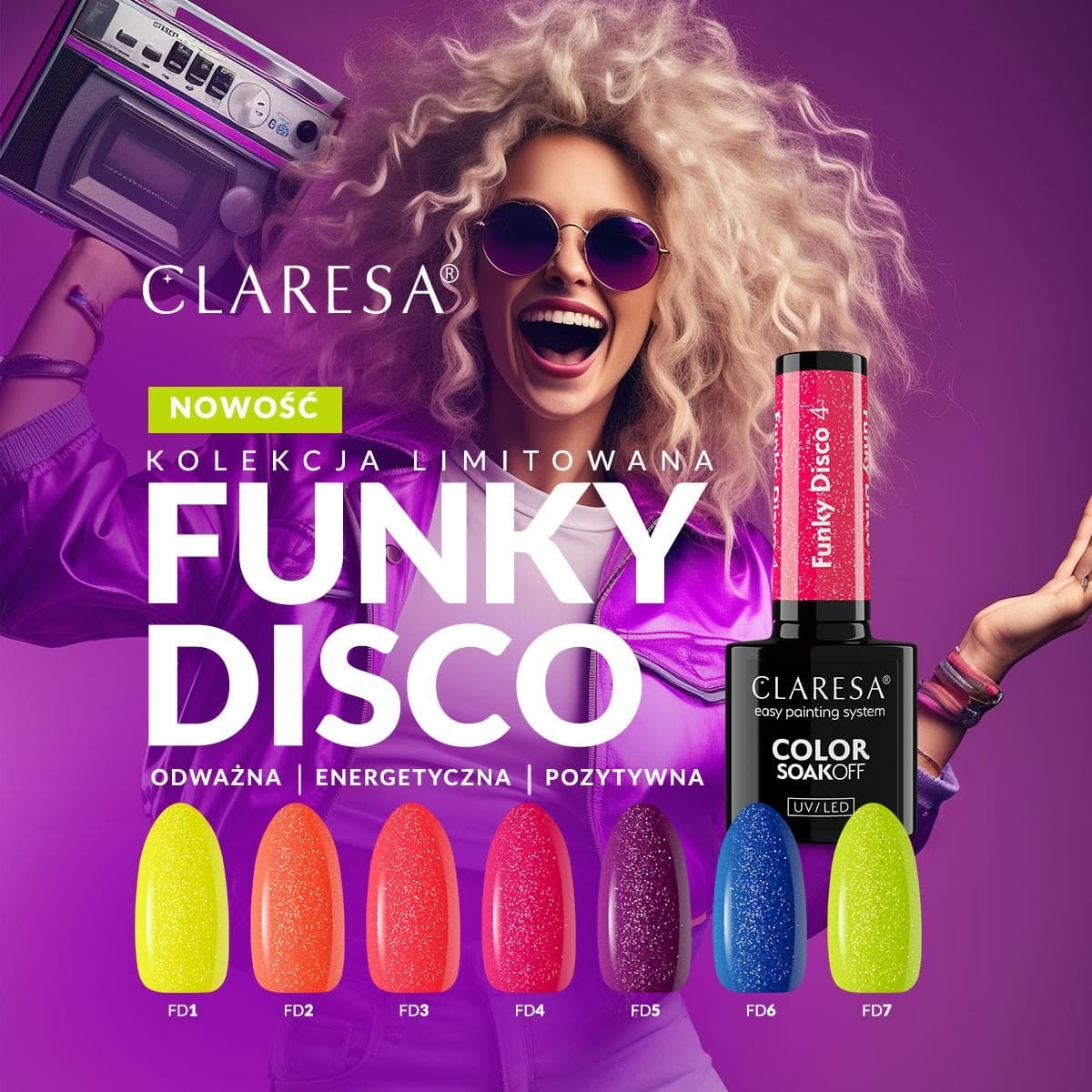 ciemny śliwkowy lakier hybrydowy disco nails