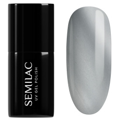 Srebrny lakier hybrydowy Semilac Basic Gloss do glass nails i efektu jelly