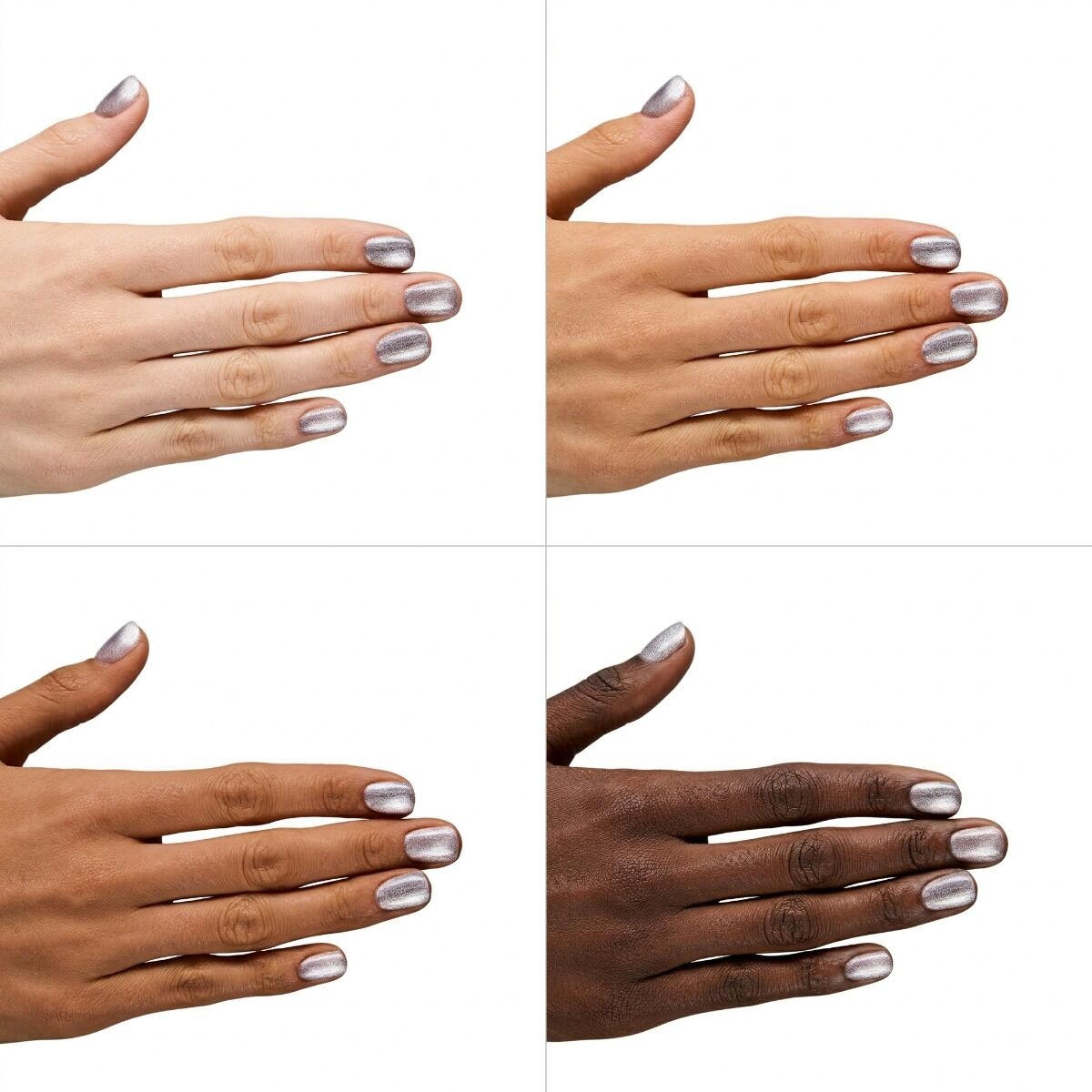 srebrny lakier hybrydowy na święta i glamour manicure