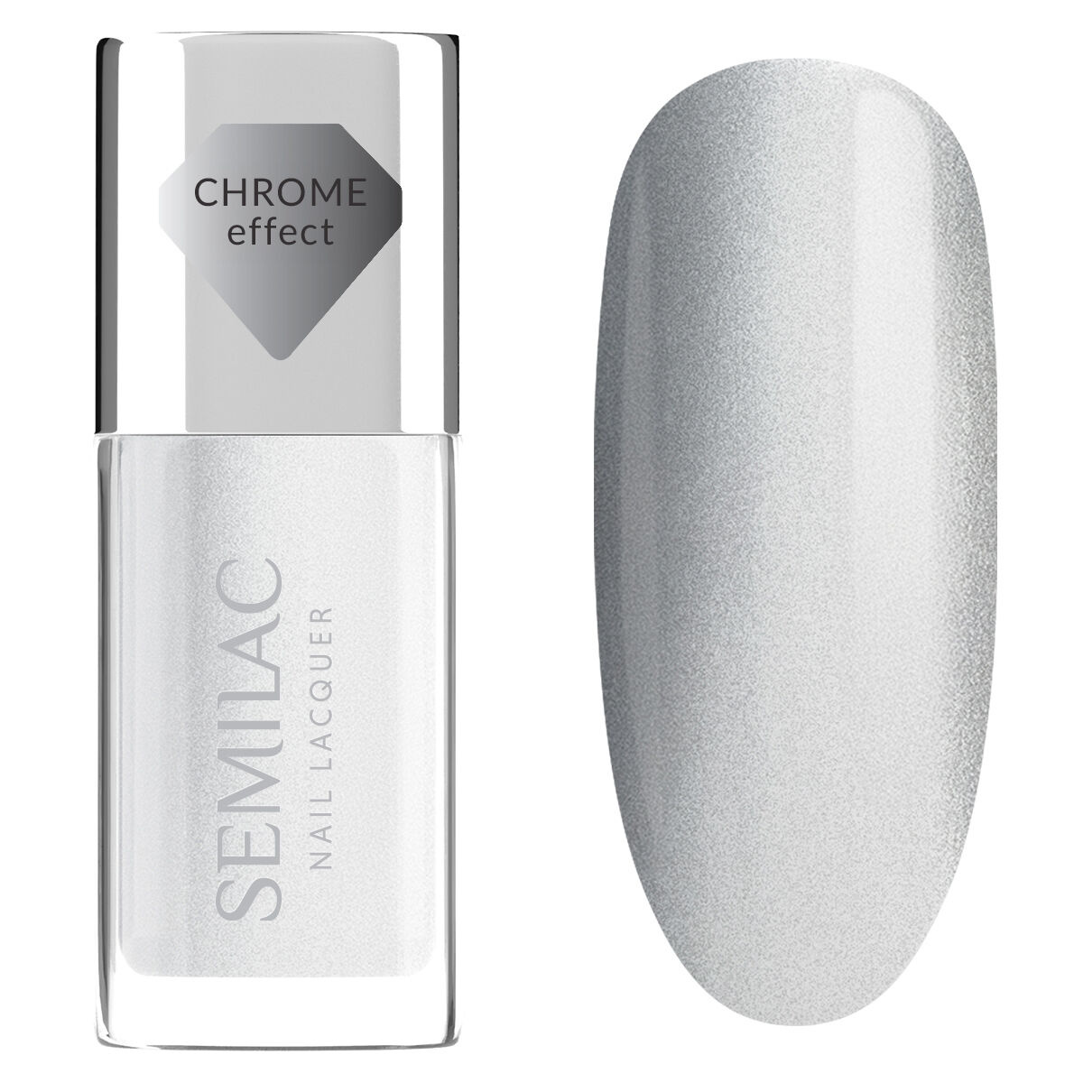 Srebrny lakier do paznokci Semilac Silver Chrome lustrzany manicure