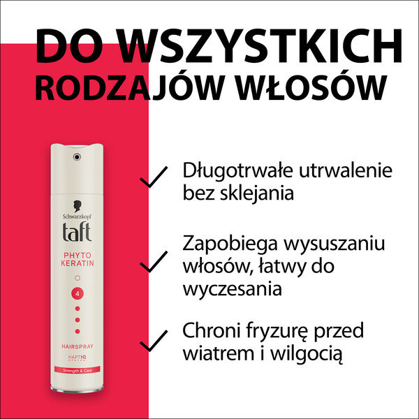 Supermocny lakier do włosów z keratyną Taft Phyto-Keratin Hold 4 - obrazek 2