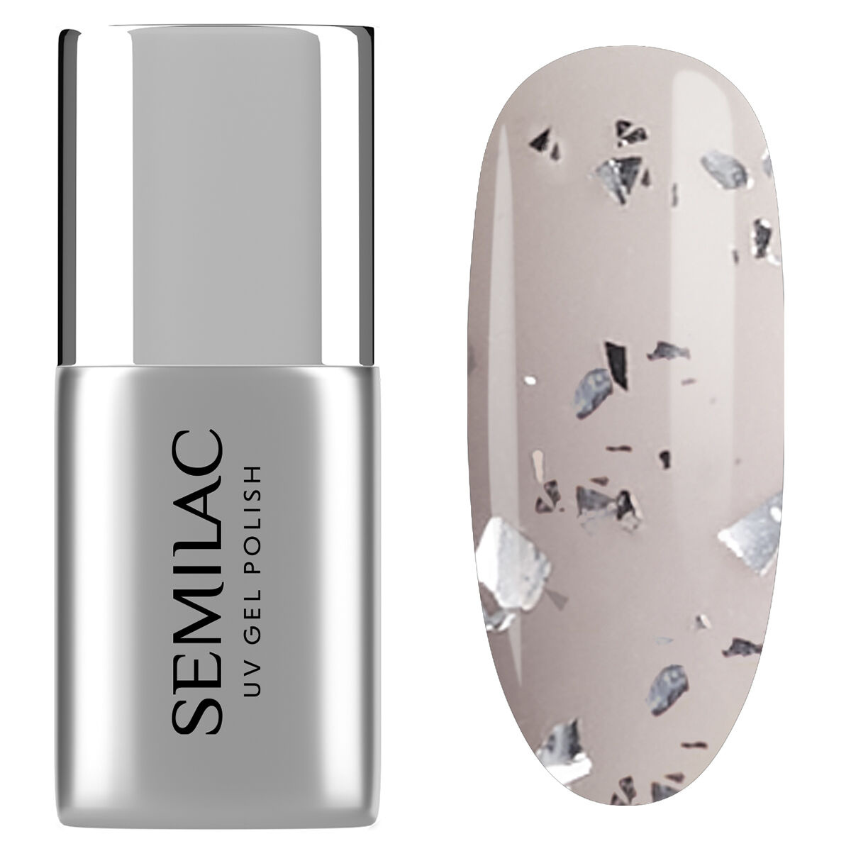 Top Semilac No Wipe Frozen T34 ze srebrnymi płatkami
