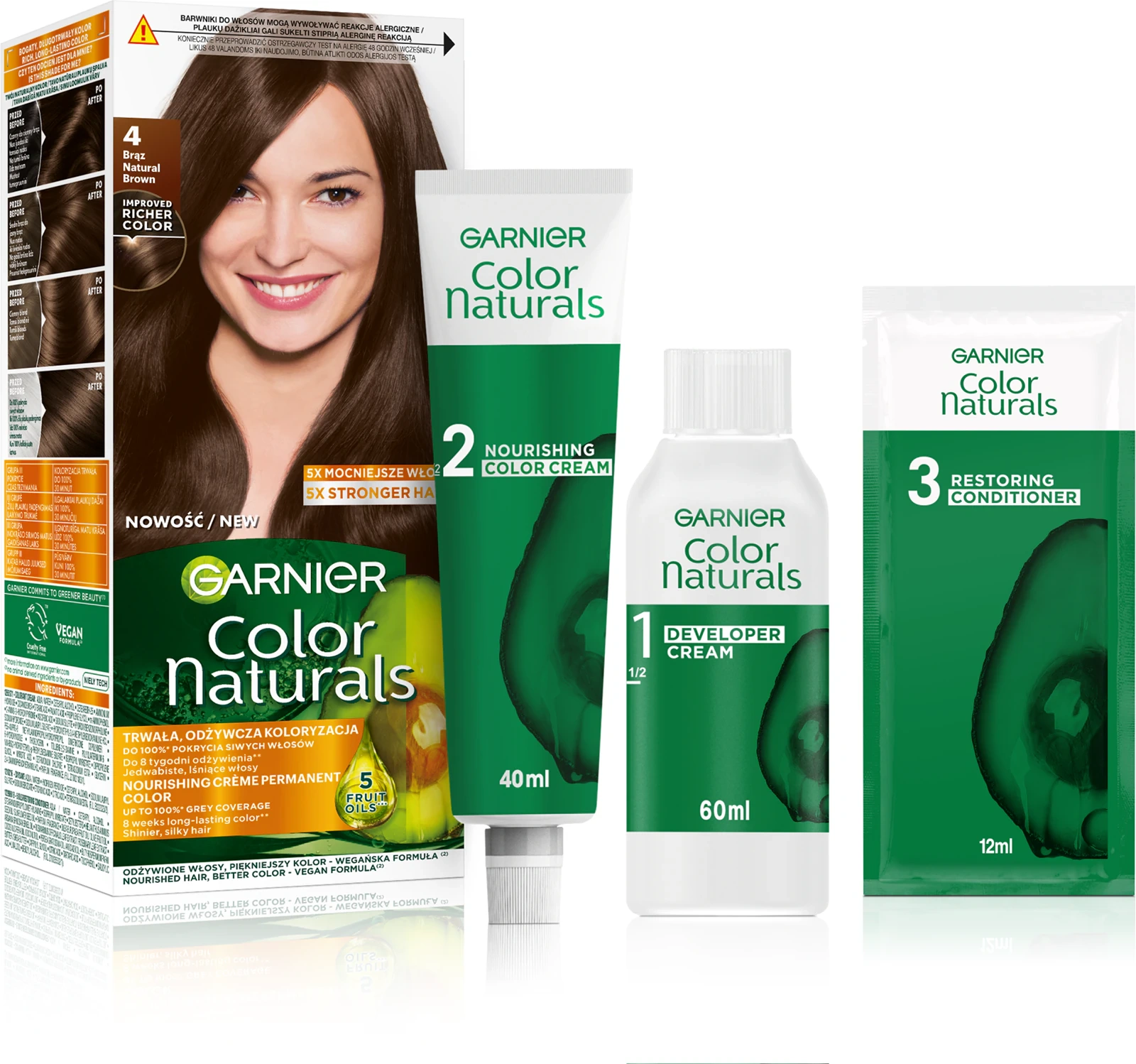 brązowa farba do włosów Garnier Color Sensation