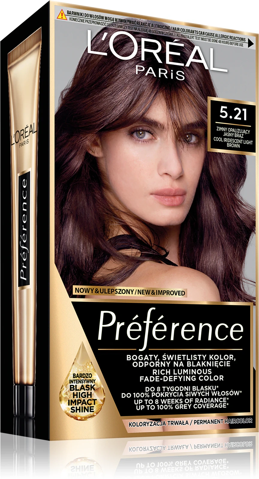 Loreal Preference 5.21 farba do włosów Zimny Opalizujący Jasny Brąz