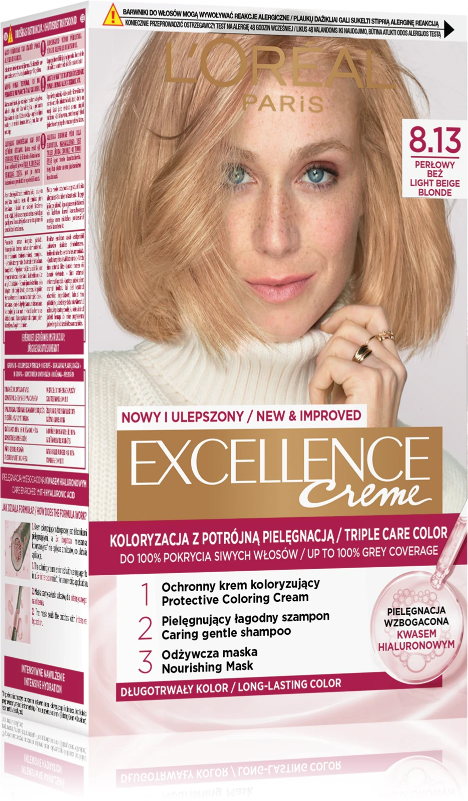 Loreal Excellence Creme 8.13 farba do włosów Perłowy Beż