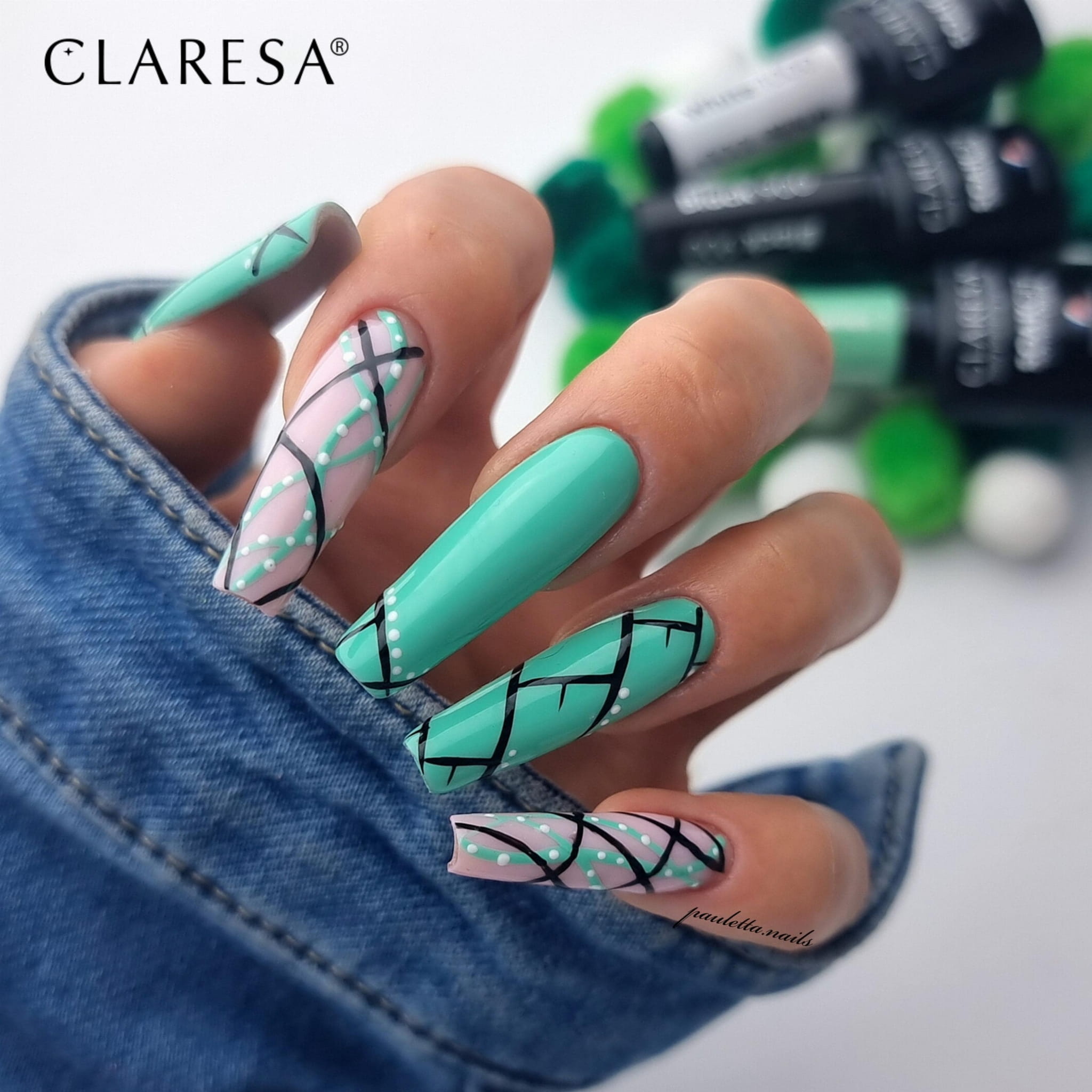 jednokolorowy turkusowy manicure hybrydowy