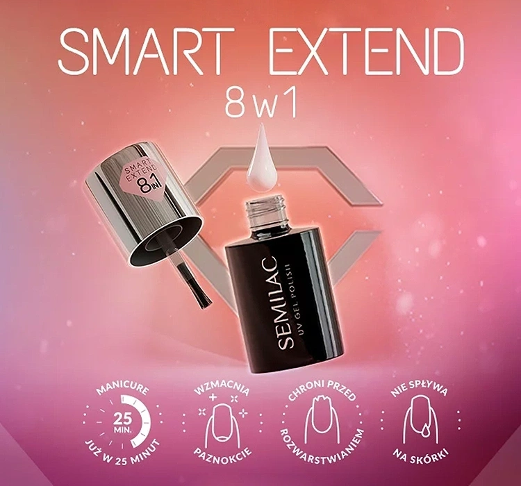 Wzmacniająca baza hybrydowa 8w1 kawa z mlekiem Semilac Smart Extend 815 Delicate Mocca - obrazek 5