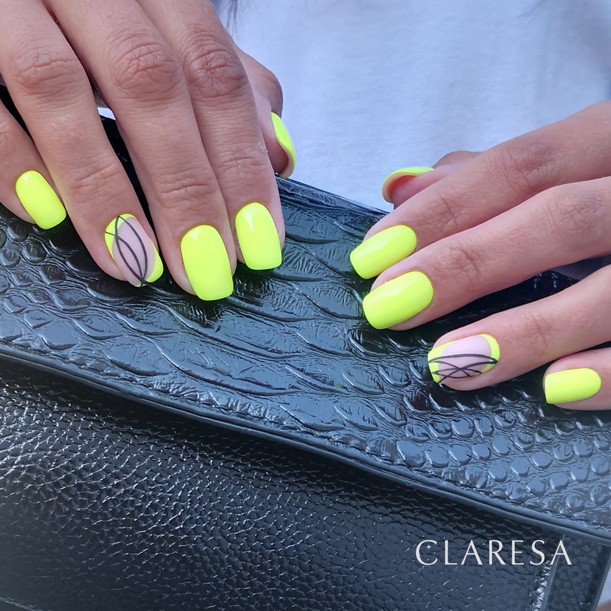 żółty lakier hybrydowy fluo manicure