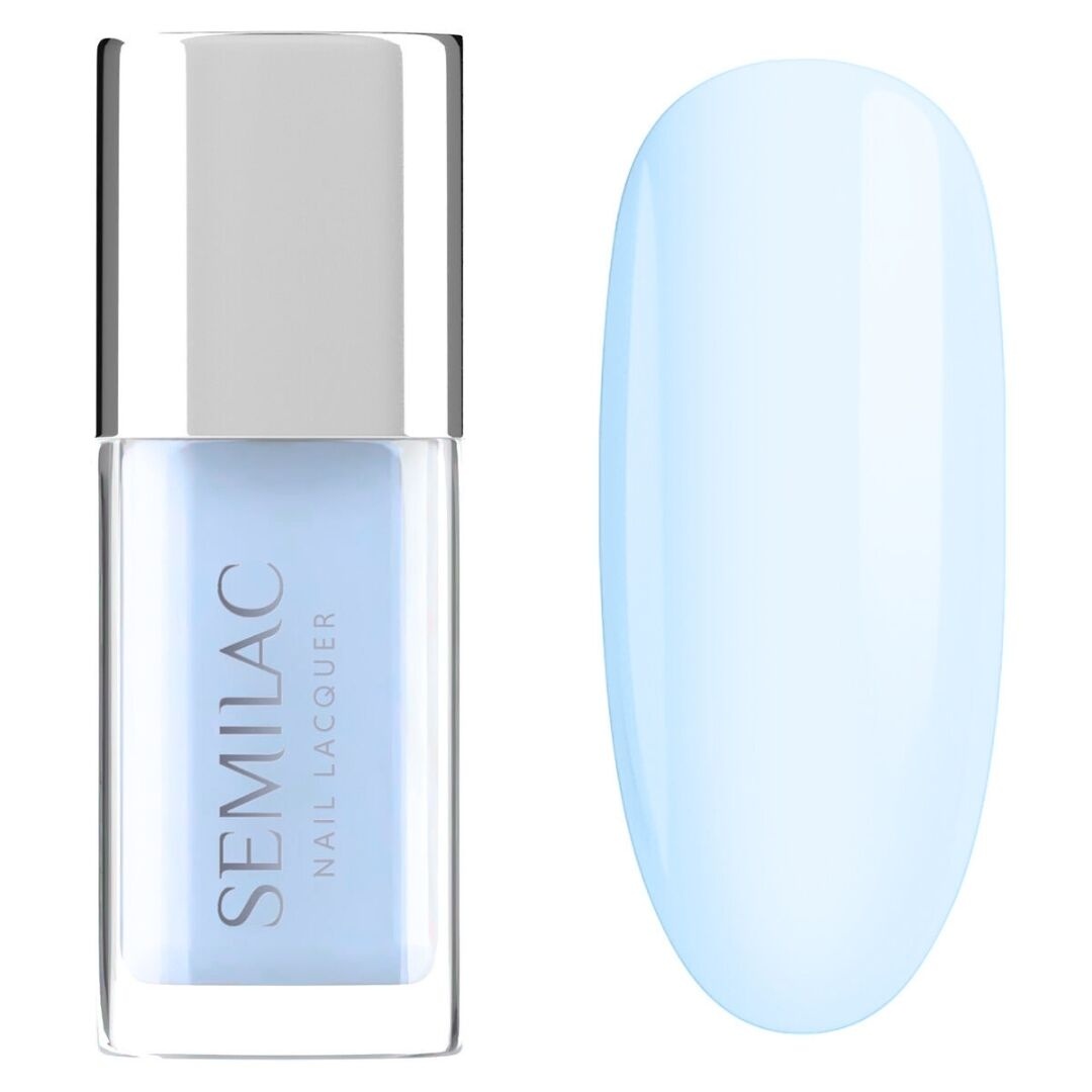 Błękitny lakier do paznokci Semilac Sky Blue chłodny pastelowy kolor