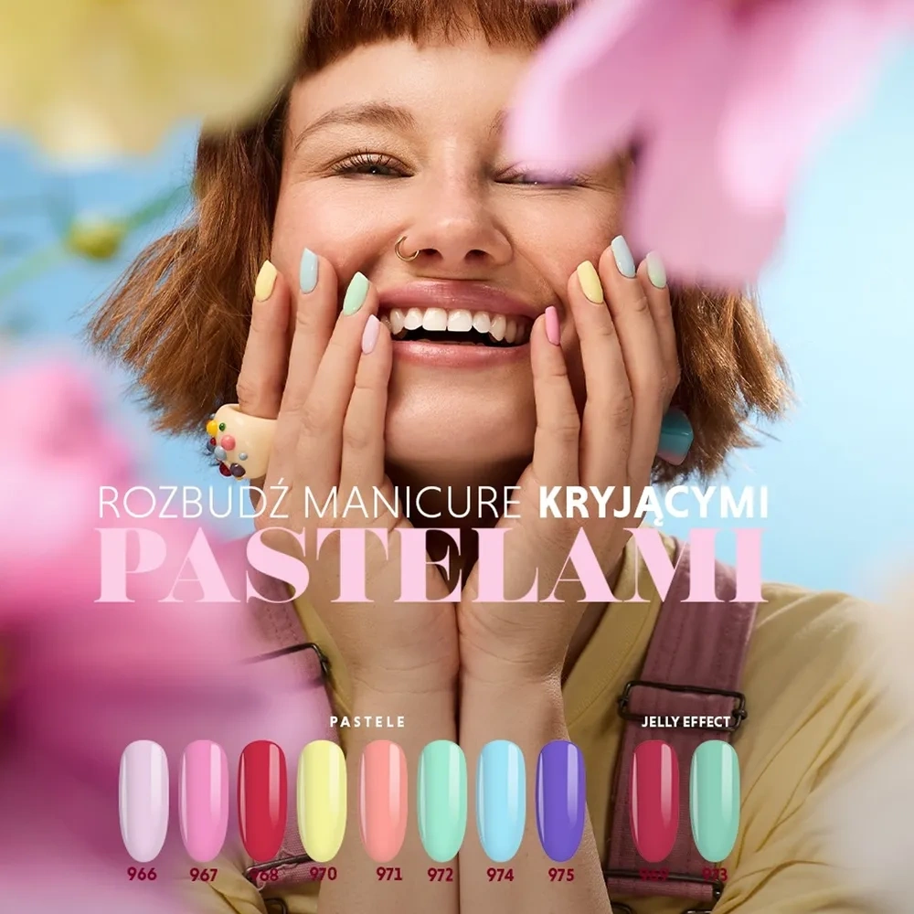 Czerwony lakier hybrydowy z malinową nutą i efektem jelly Semilac One Touch Pastels 969 Jelly Kiss - obrazek 5