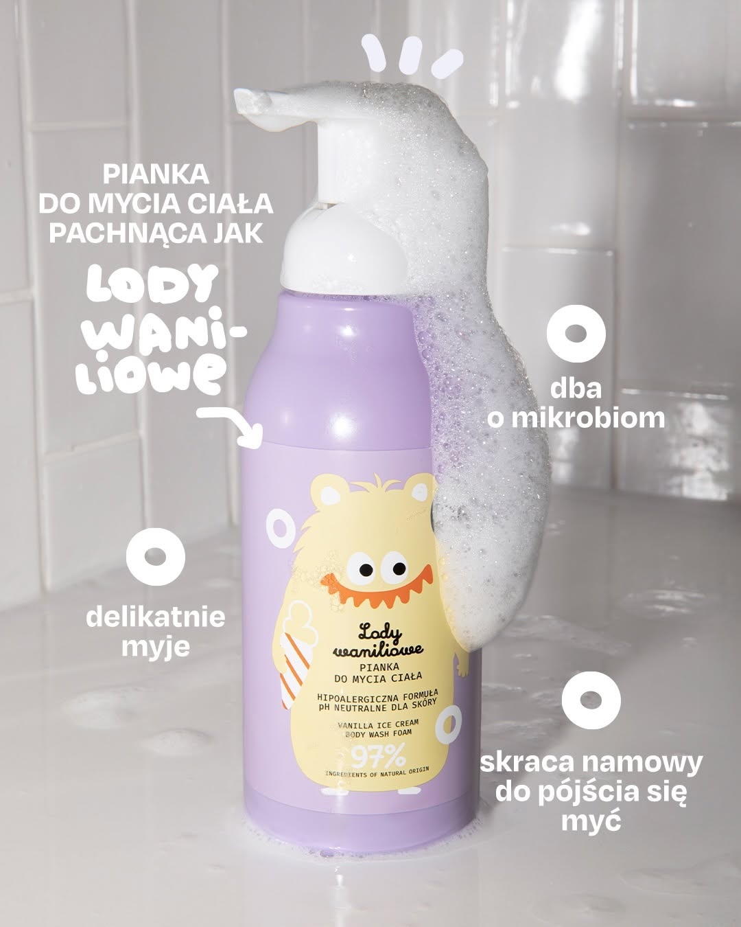 waniliowa pianka do kąpieli dla dzieci