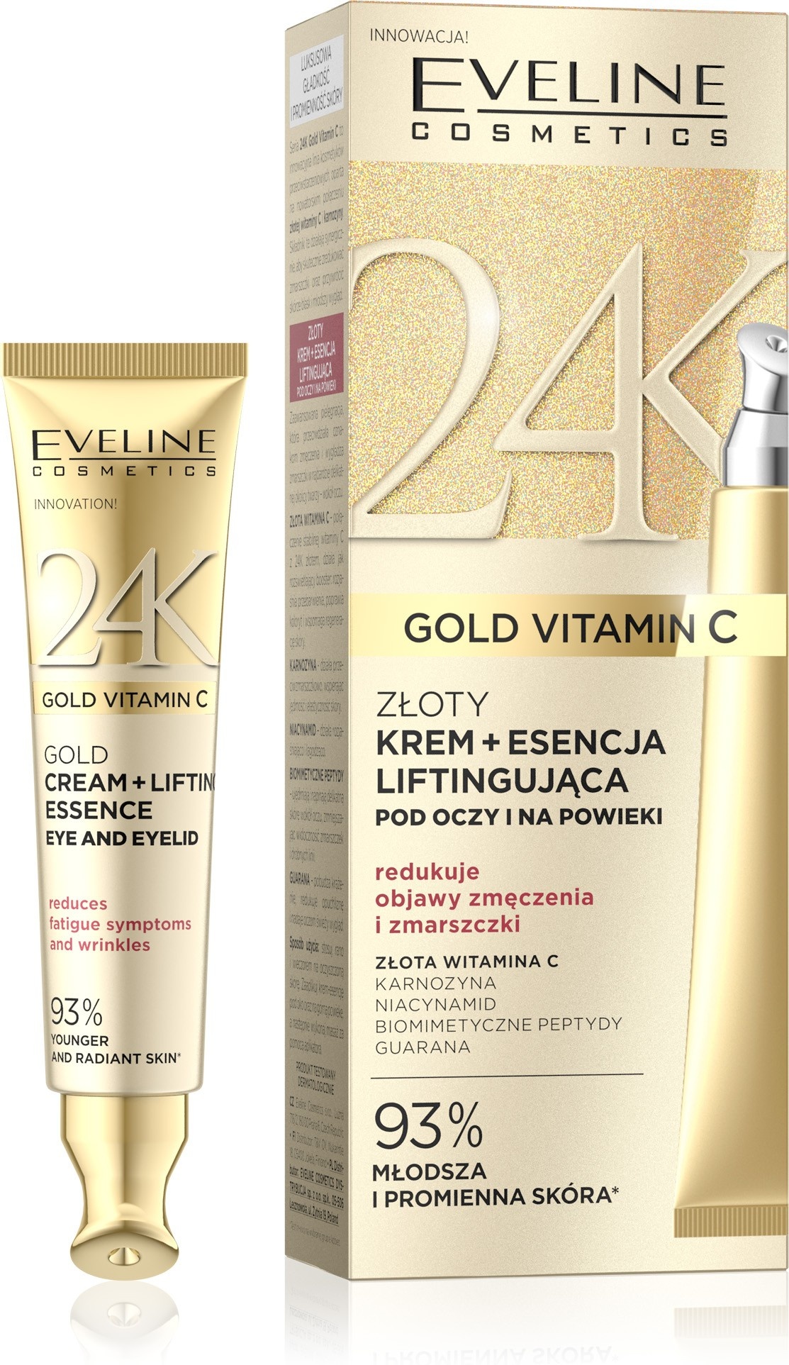 krem pod oczy i na powieki na cienie Eveline 24K Gold Vitamin C