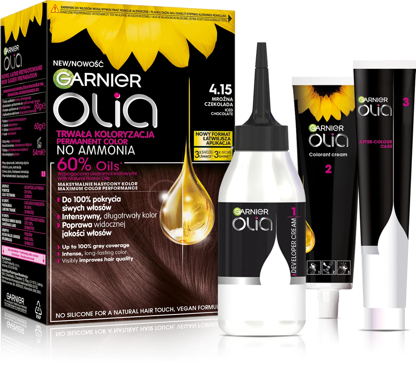 Farba Garnier Olia bez amoniaku do siwych włosów
