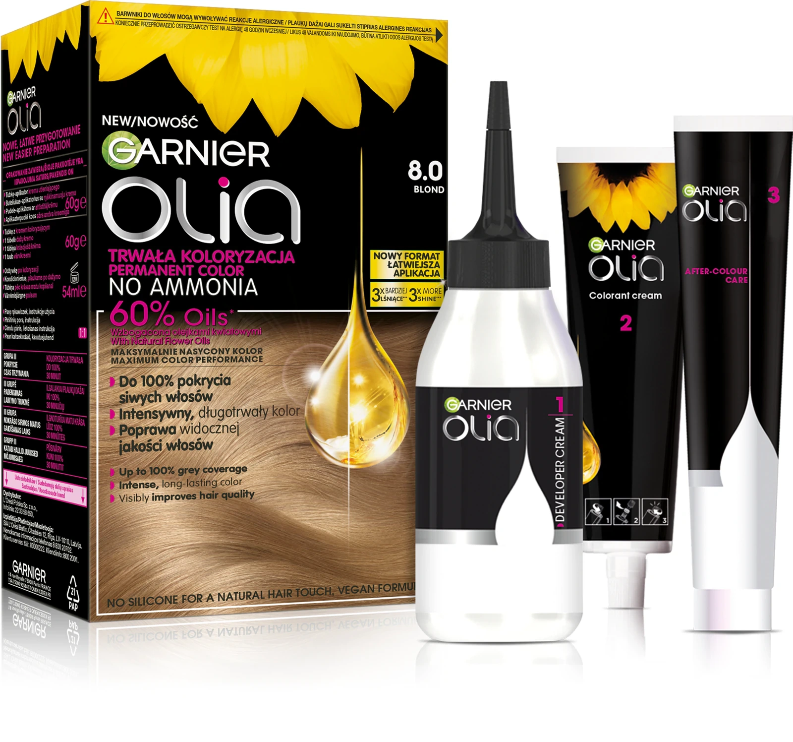 Farba Garnier Olia bez amoniaku do siwych włosów