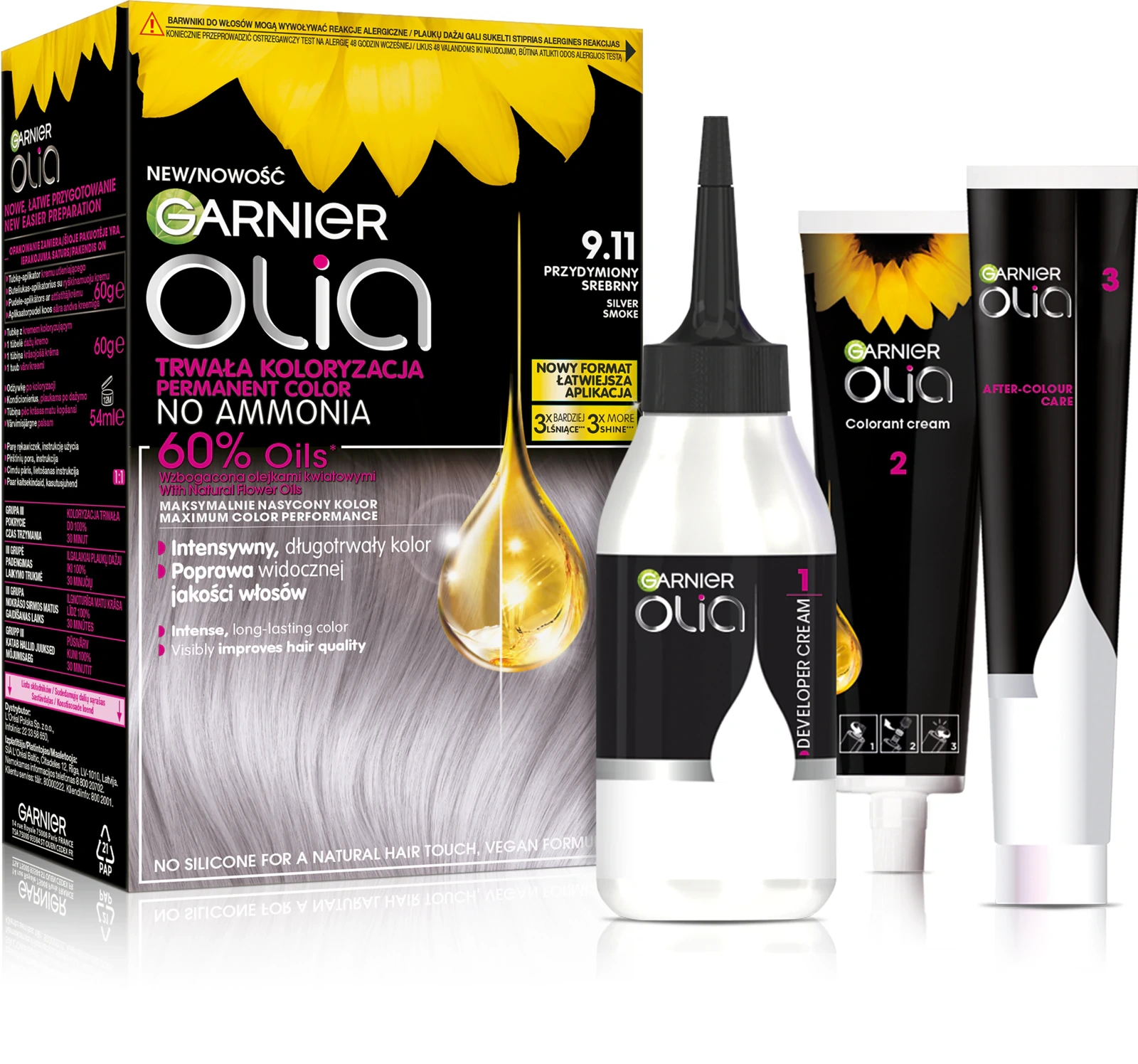 Farba Garnier Olia bez amoniaku do siwych włosów