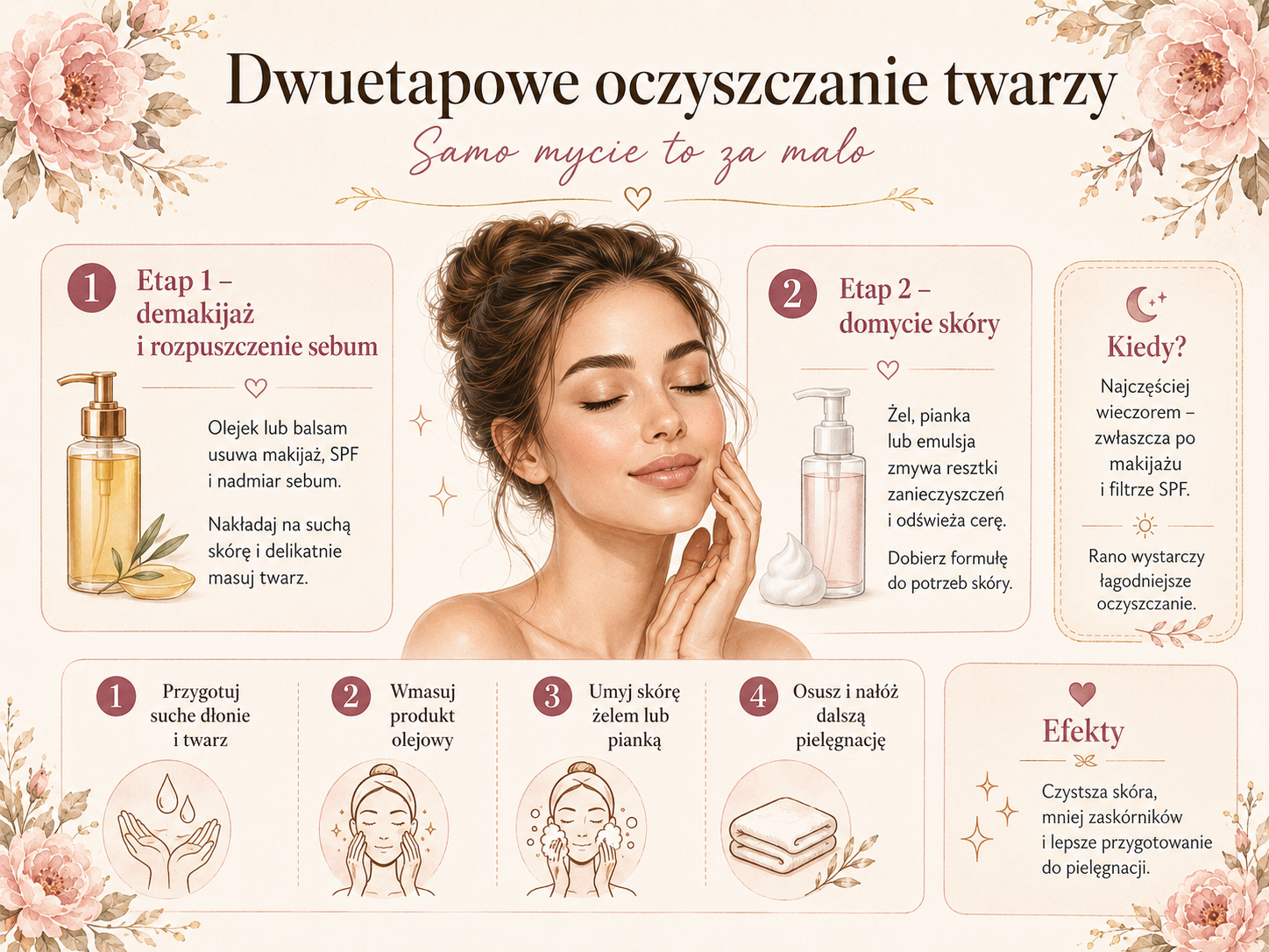 dwuetapowe oczyszczanie twarzy krok po kroku